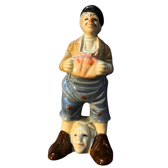 Vintage Porcelain Clown Figurine – 7” Ceramic Masked Face Circus Collectible - Picture 10 of 14